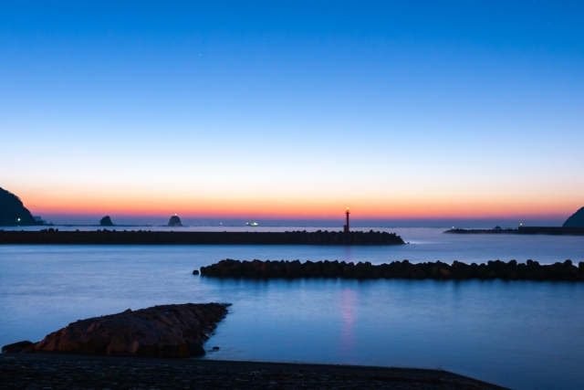 中土佐町の夕方の海